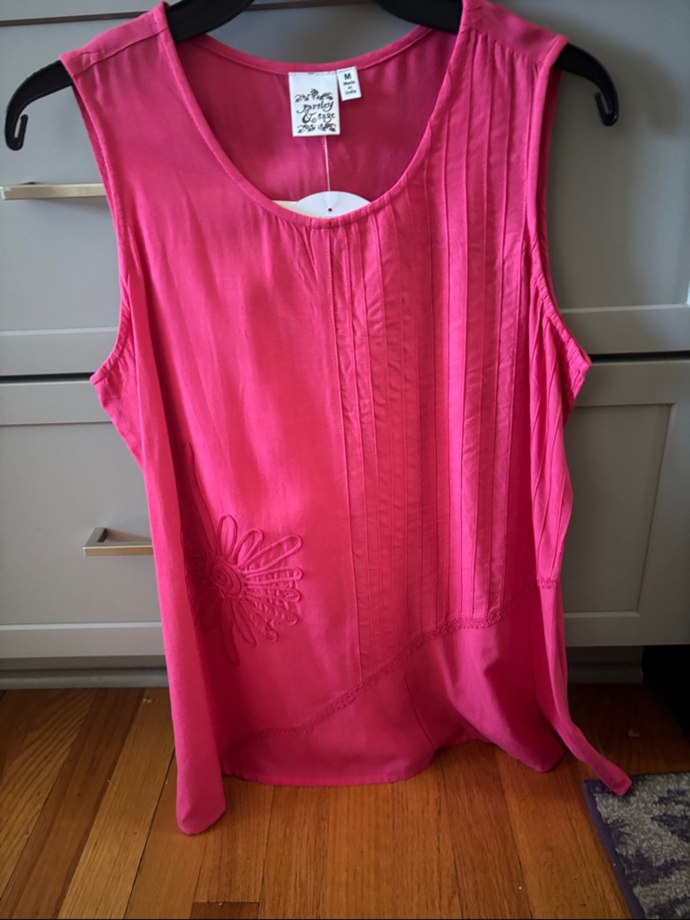 Parsley & Sage Fuchsia Pintuck Sleeveless Tank